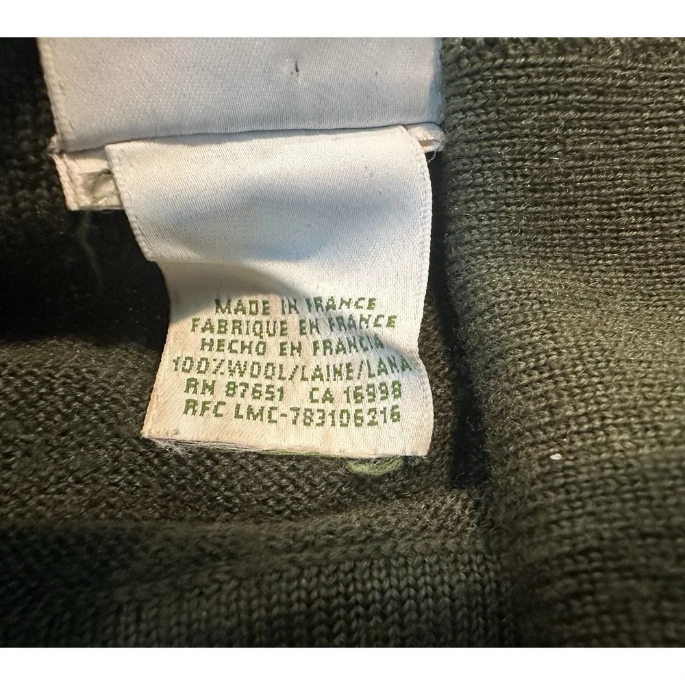 Vintage Lacoste Green 100% Wool Mens Turtleneck Size 7 US XXL Made France Logo
